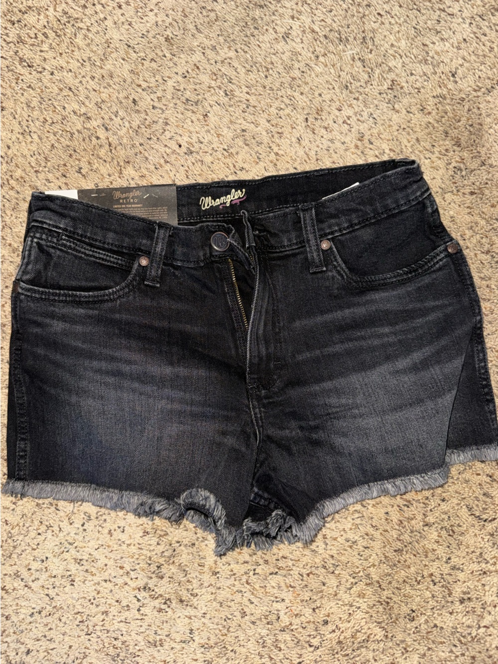 Wrangler Retro High-Rise Black Denim Shorts